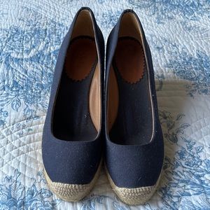 J. Crew Navy Espadrille Wedges